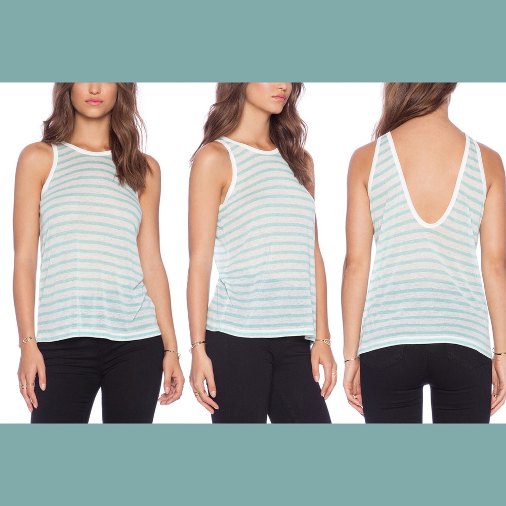 NWT $100 T by Alexander Wang‎ Stripe Tank in Seafoam/White [SZ XS ] Revolve